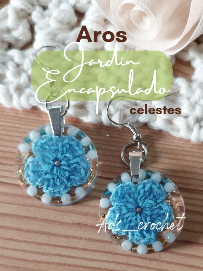 Aros "Jardín Encapsulado" Celestes
