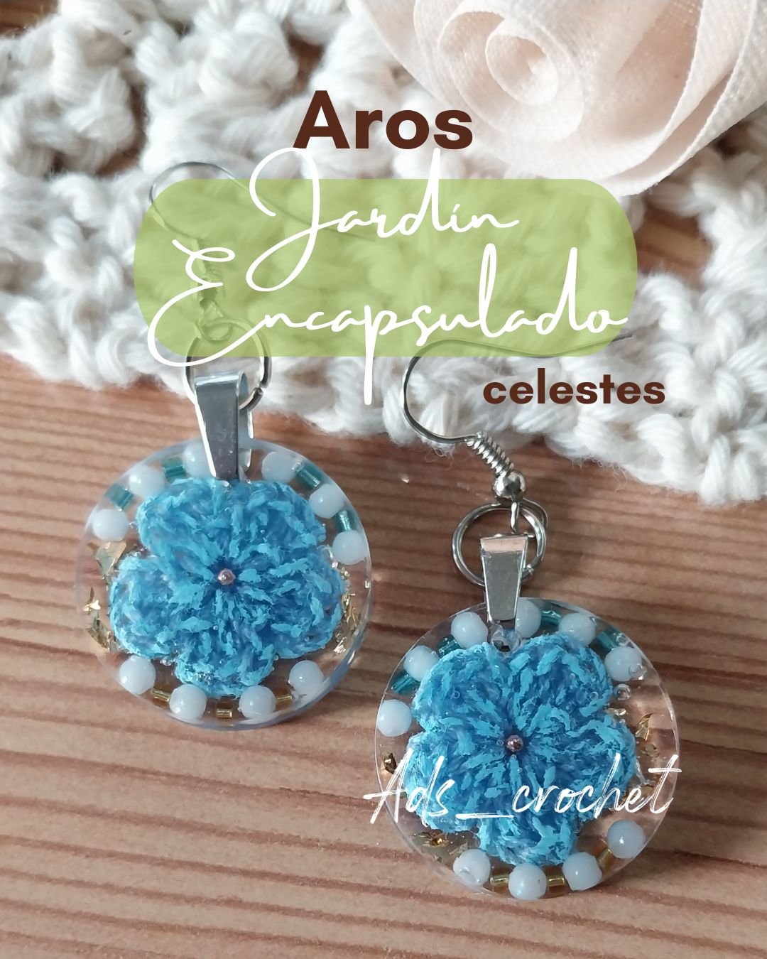 Aros "Jardín Encapsulado" Celestes